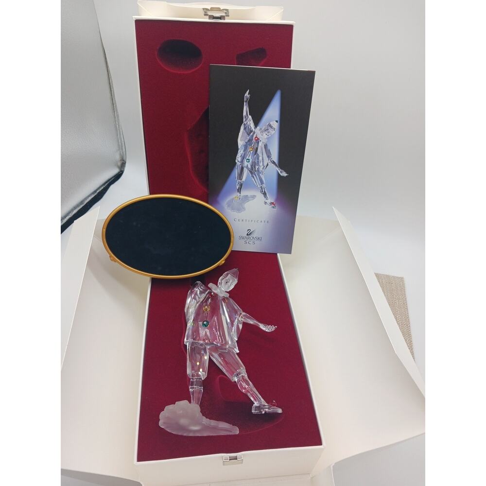 Swarovski SCS Pierrot The Jester Figurine 1999 Annual Edition with Box & Stand